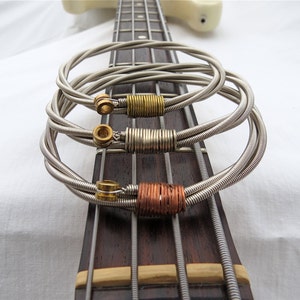 Recycled Bass Guitar String Bracelet Portion of Proceeds goes to Youth Music Scholarships Sustainable Musician Gift
