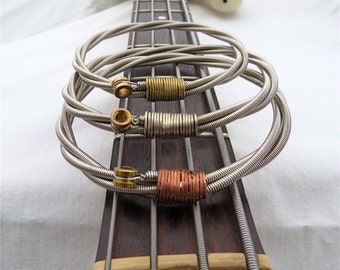 Recycled Bass Guitar String Bracelet: Sustainable Musician Gift