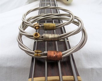 Recycled Bass Guitar String Bracelet Portion of Proceeds goes to Youth Music Scholarships Sustainable Musician Gift