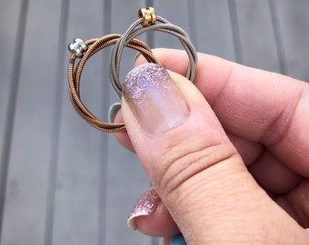 Recycled Guitar String Ring in YOUR CHOICE of acoustic bronze or electric Promise, Engagement, Wedding Band, Anniversary