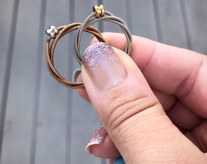 Recycled Guitar String Ring: Acoustic Bronze or Electric Band