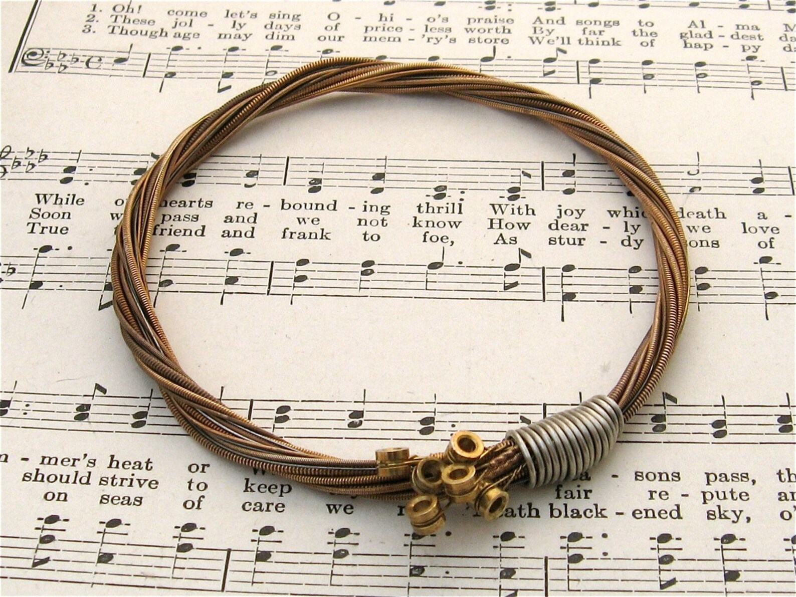Recycled Acoustic Guitar String Bracelet Bronze Colored With Etsy