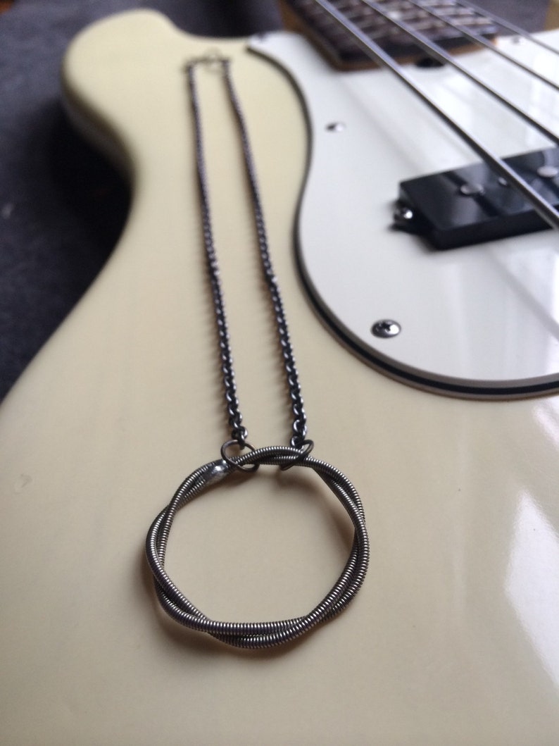 Recycled Bass Guitar String Necklace Unique and One of a Kind Etsy