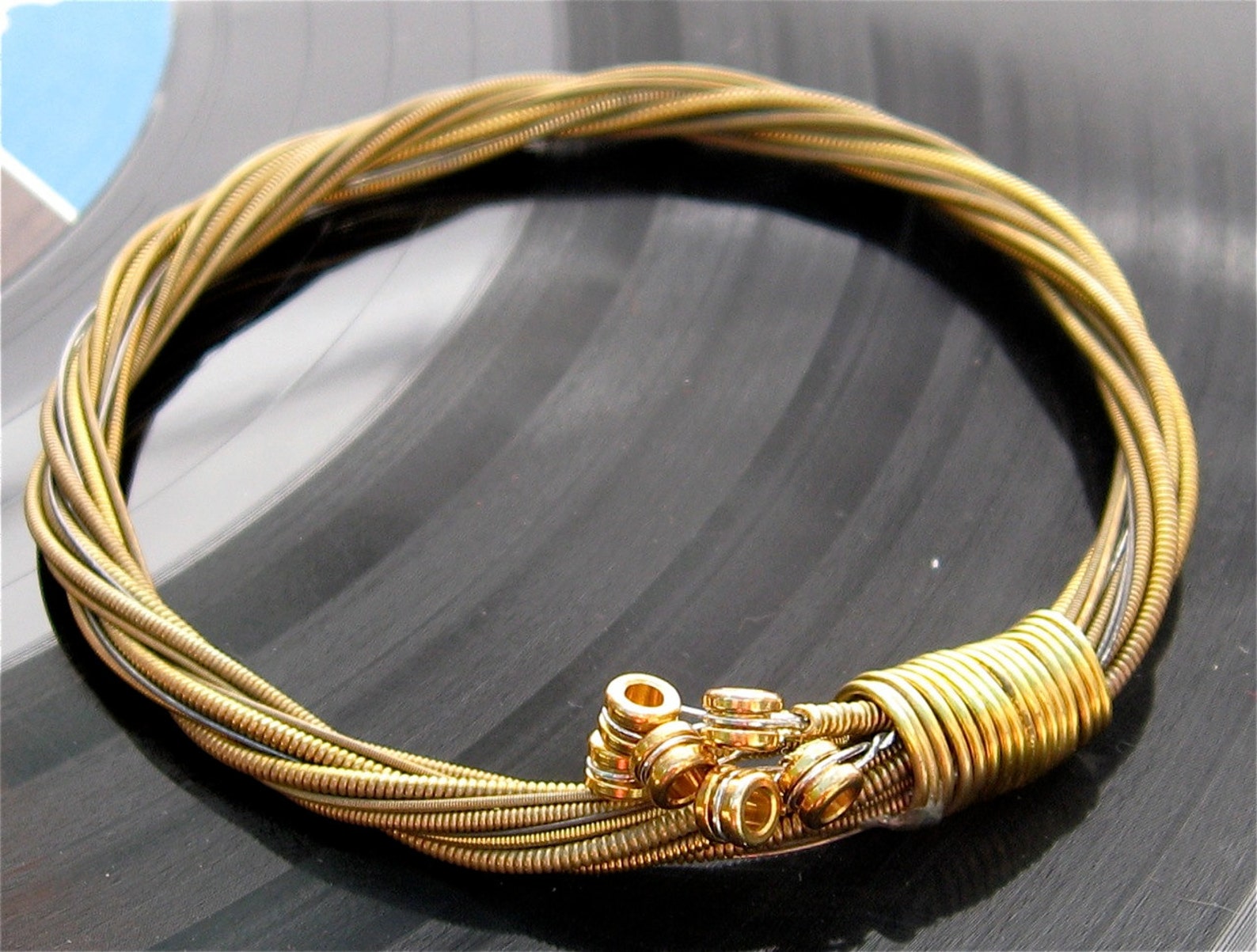 Recycled Acoustic Guitar String Bracelet gold colored with Etsy
