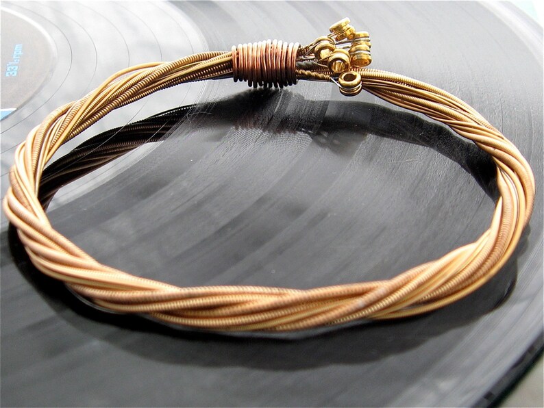 Recycled Acoustic Guitar String Bracelet Bronze Colored With Etsy