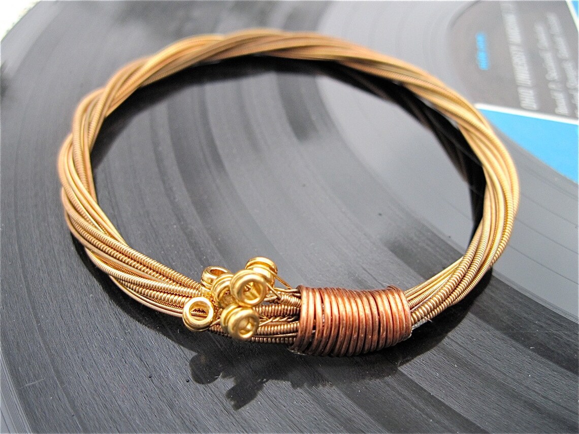 Recycled Acoustic Guitar String Bracelet Bronze Colored With Etsy