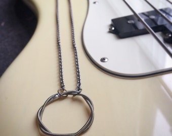 Recycled Bass Guitar String Necklace Unique and One of a Kind Handmade Gift All About That Bass