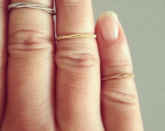 Guitar String Stackable Midi Ring in YOUR CHOICE of acoustic brass, acoustic bronze or electric Recycled Musician Sustainable Womens Gift