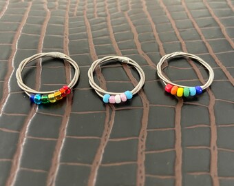 Recycled Electric Guitar String Ring in YOUR CHOICE of Rainbow or Transgender perfect for Promise, Engagement, Wedding Band, Anniversary