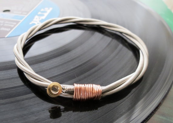 Recycled Bass Guitar String Bracelet Silver Colored With Brass Ball End Attached Unisex CUSTOM Orders Available Musician or Teacher Gift Etsy Canada