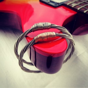 Electric Guitar String Bracelet with Your Choice color wrap wire in Copper or Silver CUSTOM MADE Recycled from local music shops Guitarist