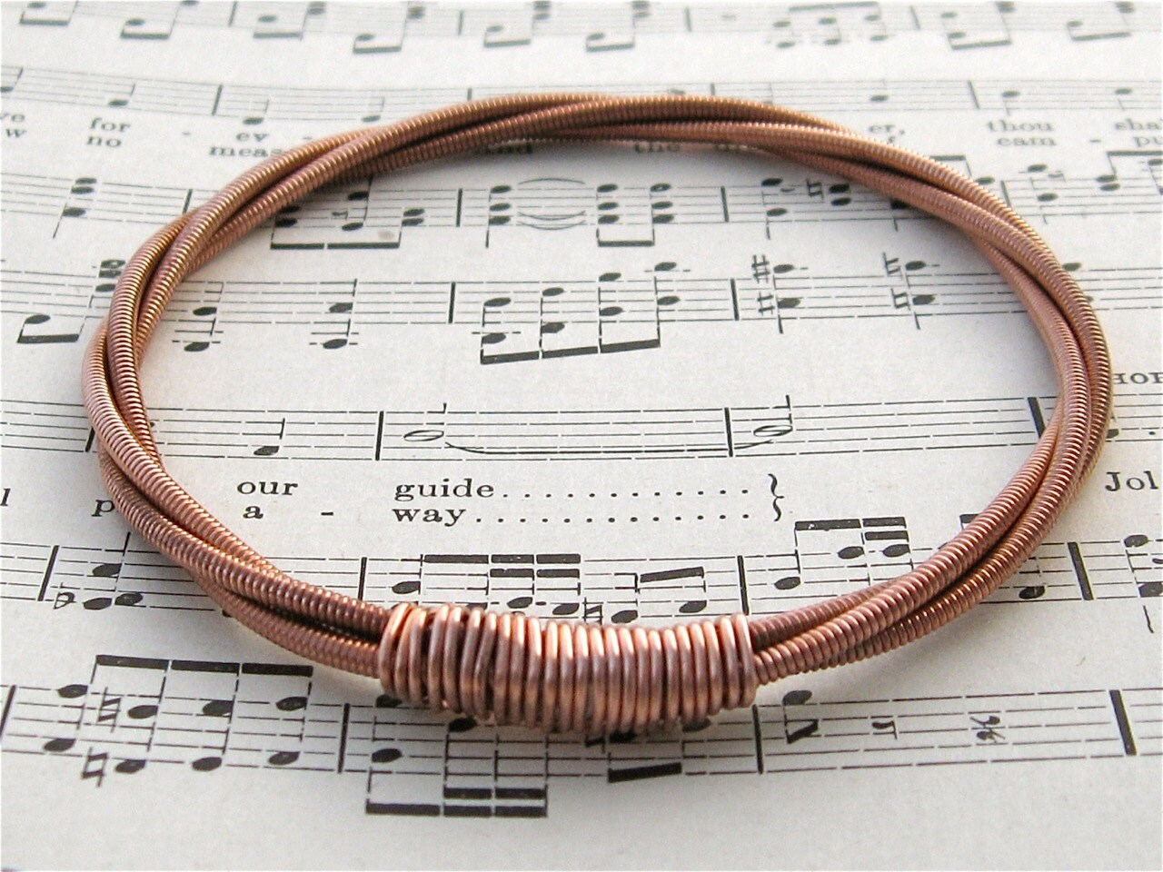 Recycled PIANO String Bracelet copper colored Mens or Womens Etsy