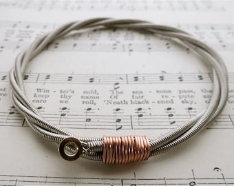 All About That Bass Recycled Bass Guitar String Bracelet with brass ball end Unisex Gift Custom orders available Men Boyfriend Mens DJ