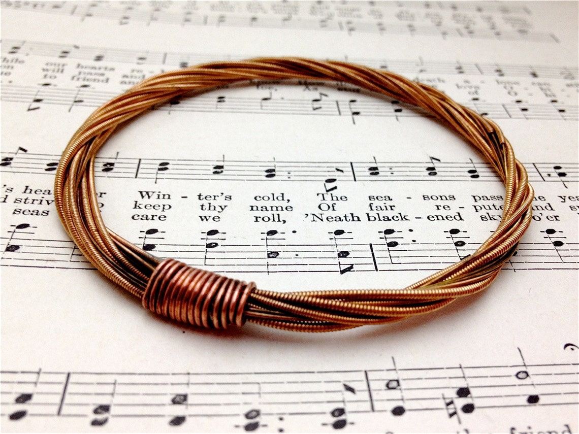 Recycled Acoustic Guitar String Bracelet bronze colored Etsy