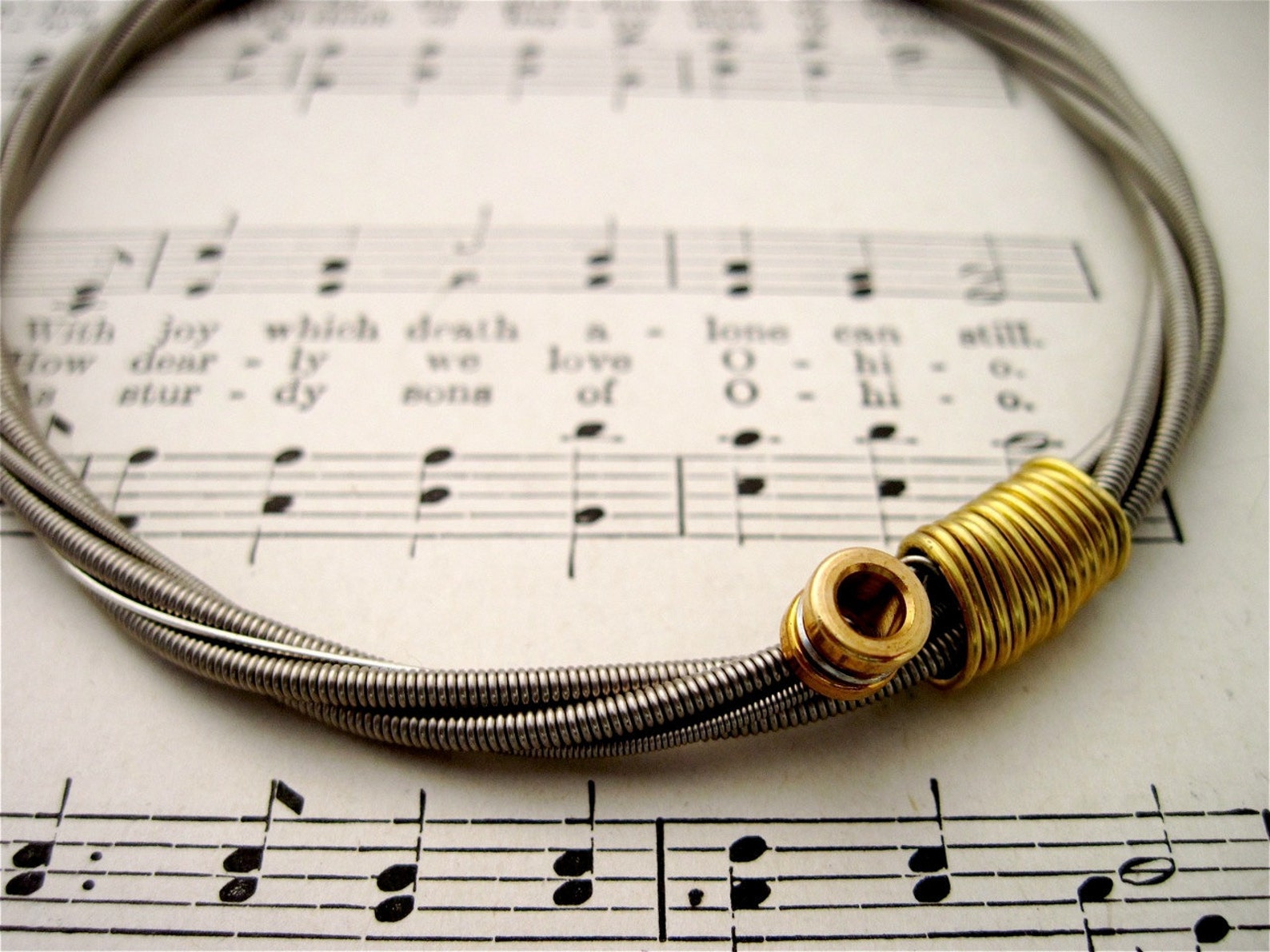 Bass Guitar String Bracelet silver colored with brass ball end Etsy