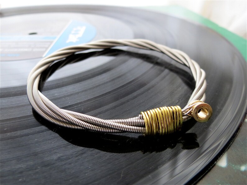Bass Guitar String Bracelet silver colored with brass ball end Etsy