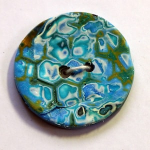 Large Round Aqua Ocean Button