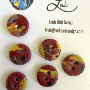6 Small Hand Crafted Buttons