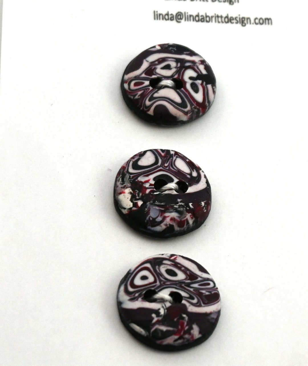 Three Small Buttons 3 Small Buttons in Burgundy and White - Etsy