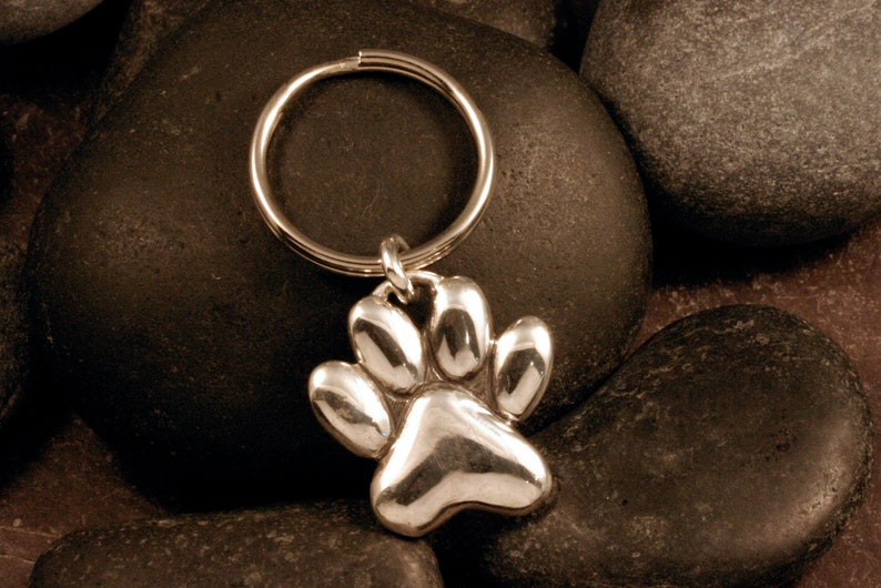 Sterling Silver Pawprint Keychain