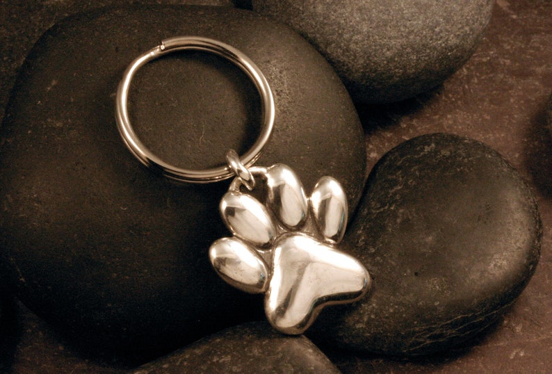 Sterling Silver Pawprint Keychain