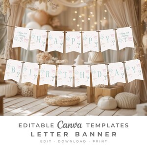 Décorations d'anniversaire au bord de la piscine pour femmes 30e noeud lettres personnalisées guirlande de banderoles drapeaux DIY modèle toile Téléchargement numérique instantané 4671