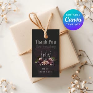 Gothic 30th Birthday Favor Birthday Favors Thank You Favor Gift Label Tags Editable Canva Printable Template Instant Digital Download 4039