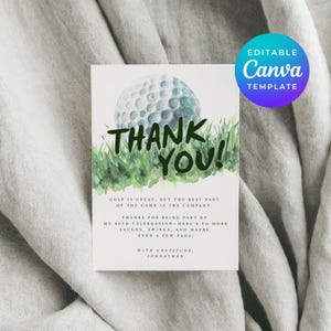 40e verjaardagsfeest golf veertigste mannen vier tee veertig bedankkaart voor hem bewerkbare canva-sjabloon elektronische afdrukbare download 2144