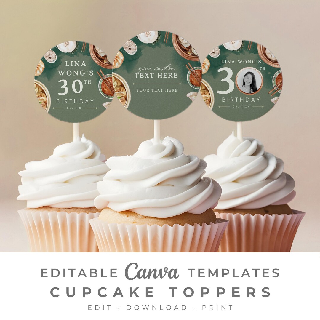 Dumpling Cupcake Toppers Dim Sum Themed Birthday Dinner Party Cup Cake ...