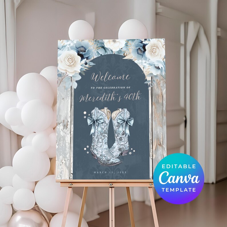Western Rodeo Welcome Sign, 40th Birthday Party Decor, Floral Country ...