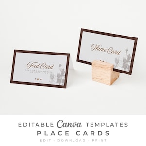 Western Theme Place Cards Dirty Thirty Mens Birthday Cowboy Folded Tent Text Name Editable Table Number Canva Instant Digital Download 1273