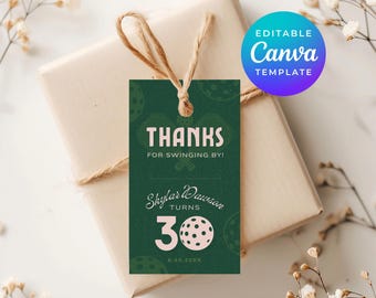 Pickleball Party Favor Tags Editable Thank You Favors Printable Pink Green Theme Birthday Party Canva Template Instant Digital Download 7016