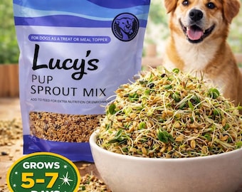 Mezcla de brotes para cachorros de Lucy: verduras de crecimiento rápido para perros, mezcla sin OMG