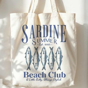 Sardine Tote Bag Sardine Can Tote Fish Market Bag for Sardine Lover Tinned Fish Tote Social Club Tote Grocery Bag Gift Fisherman Aesthetic