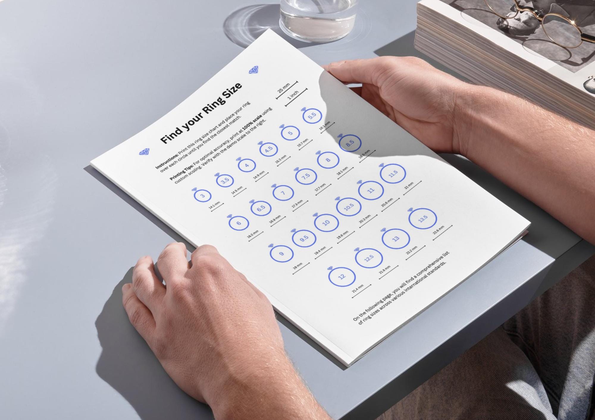 Ring Size Chart Printable Sizer Chart Guide for Easy Measuring Instant ...