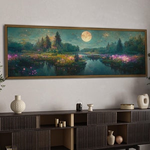 Moody Landscape  Wall Art Framed, Horziontal Wall Art, Panoramic Canvas Wall Art, Large Wide Wall Art, Above Bed Decor
