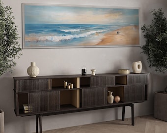 Beach Landscape Panoramic Canvas | Coastal Ocean Wall Art | Horizontal Beach Decor
