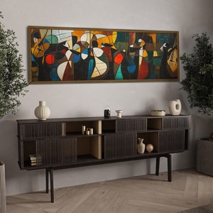 Panorama Leinwand | Mid Century Modern Wandkunst | Horizontal gerahmte Wanddekoration