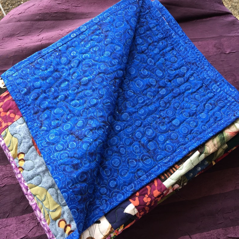 Quilted Memory Blanket Colorful Strip Squares Modern Daybed Etsy