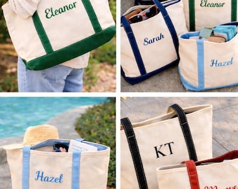 Personalized Zipped Bags, Custom Name Tote Bag, Embroidered Canvas Tote Bag, Gift For Mom, Custom Text Tote, Personalized Gift, School Bag