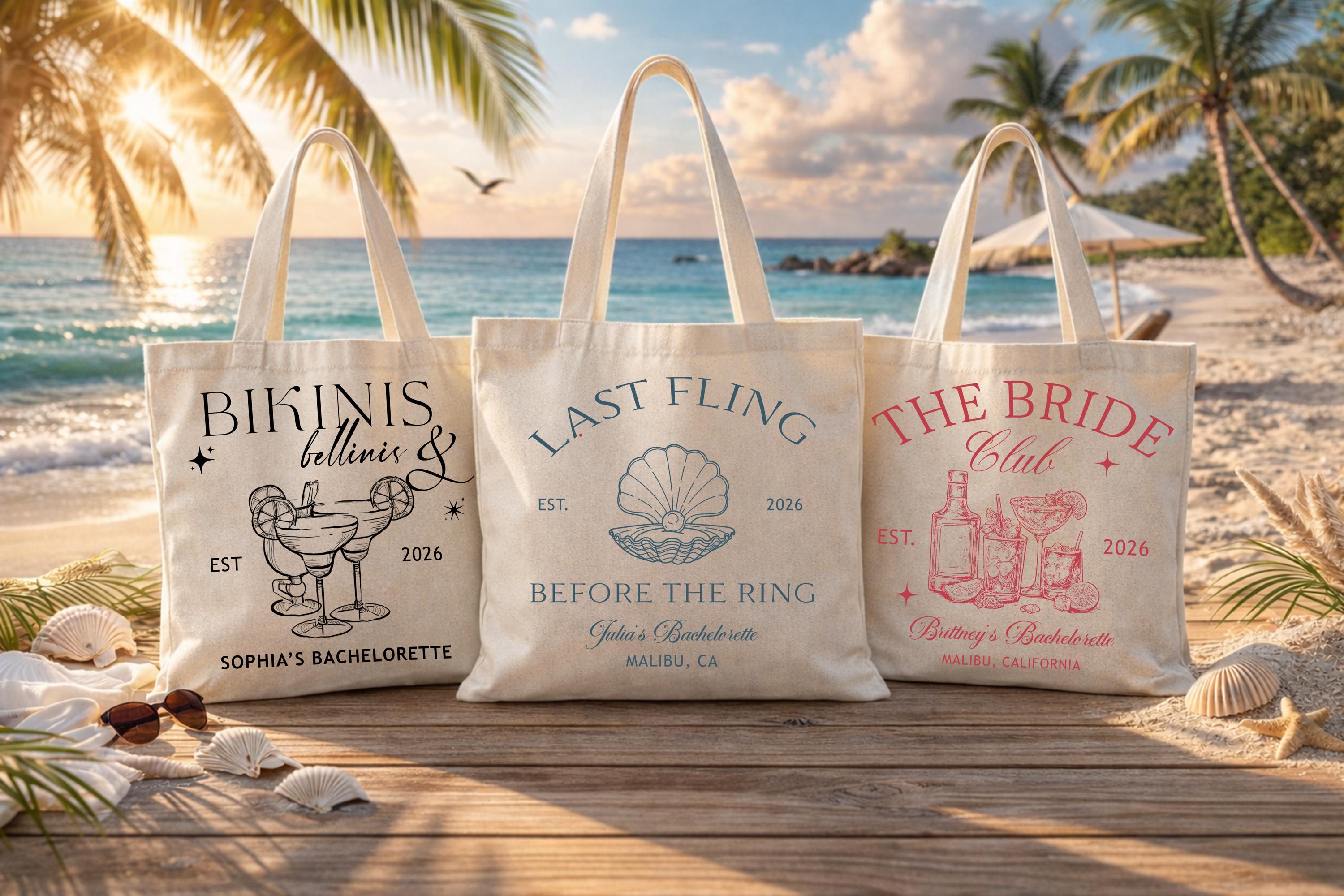 Personalized Bachelorette Tote Bag, Custom Girls Trip Beach Bag ...