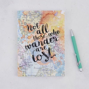 Travel Journal - Not All Those Who Wander Are Lost - J.R.R Tolkien Quote - Inspirational Quote - Writing Journal - Leaving Gift - A5 Journal