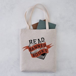 Read Banned Books Tote Bag, Literary Tote, Book Bag, Book Gifts image 1