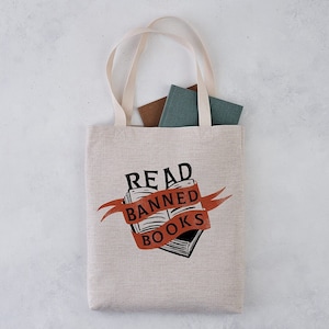 Read Banned Books Tote Bag, Literary Tote, Book Bag, Book Gifts image 1