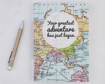 Travel Journal - World Map Writing Journal - Travel Notebook