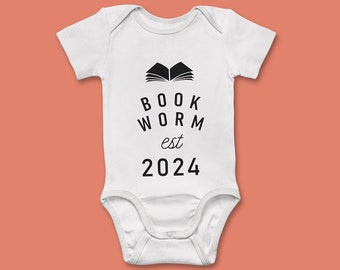 Personalised Babygrow - Bookworm Est - Personalised Year Baby Vest - Baby Body Suit - Unisex Baby Clothes - New Baby Gift
