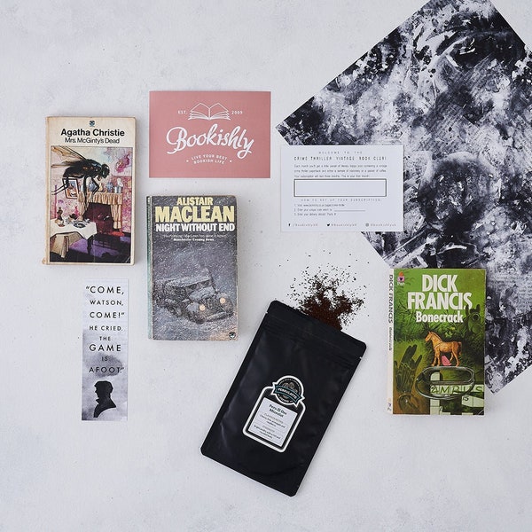 Book Subscription Box - Three Month Coffee and Vintage Crime Thriller Book Subscription - Book and Coffee Gift - Subscription Gift