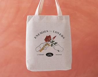 Enemies to Lovers Literary Trope Tote Bag - Book Lover Gifts - Literary Merch - Book Bag