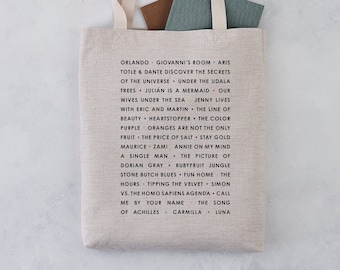 Classic Queer Books Tote Bag - Literary Tote - Book Bag - Book Gifts - LGBTQIA+ - Pride Month