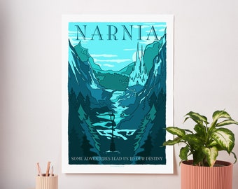 Vintage Style Travel Poster - Chronicles of Narnia Literary Wall Art - Bookish Gift for Fantasy Lovers - CS Lewis